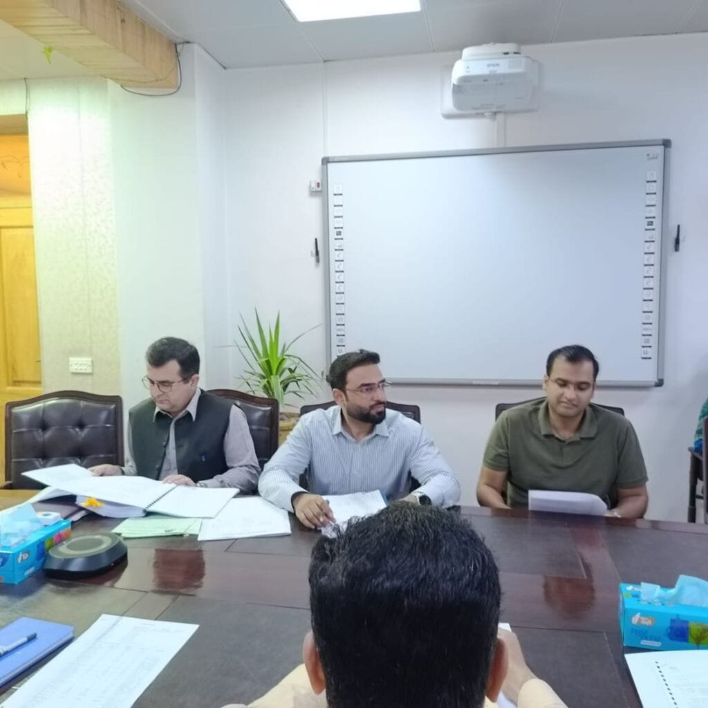 Group of key officials, including ACS (Dev) Hafiz Abdul Basit, Secretary C&W Lal Jan Jaffer, Special Secretary Home Abdul Nasir Dotani, and other participants, attending the PDWP meeting to review the establishment of a forensic science laboratory in Quetta