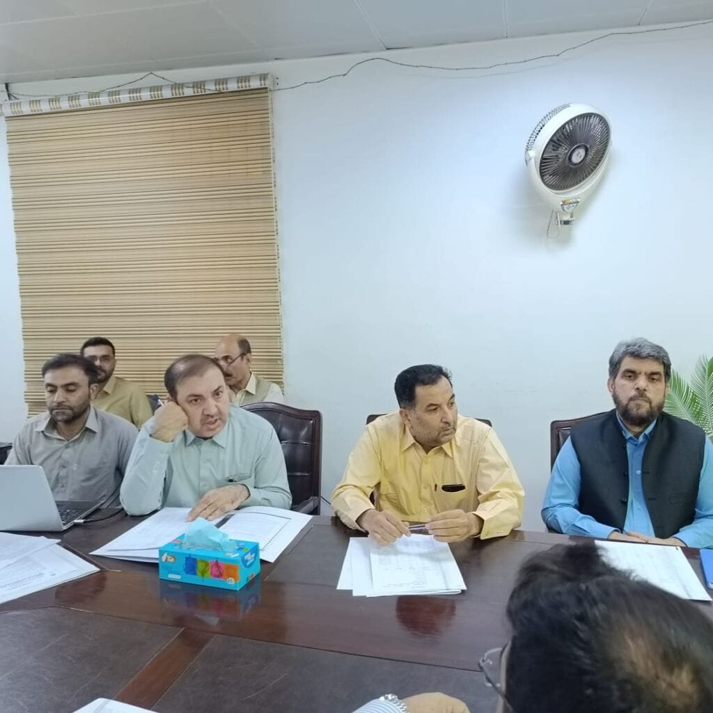 Group of key officials, including ACS (Dev) Hafiz Abdul Basit, Secretary C&W Lal Jan Jaffer, Special Secretary Home Abdul Nasir Dotani, and other participants, attending the PDWP meeting to review the establishment of a forensic science laboratory in Quetta